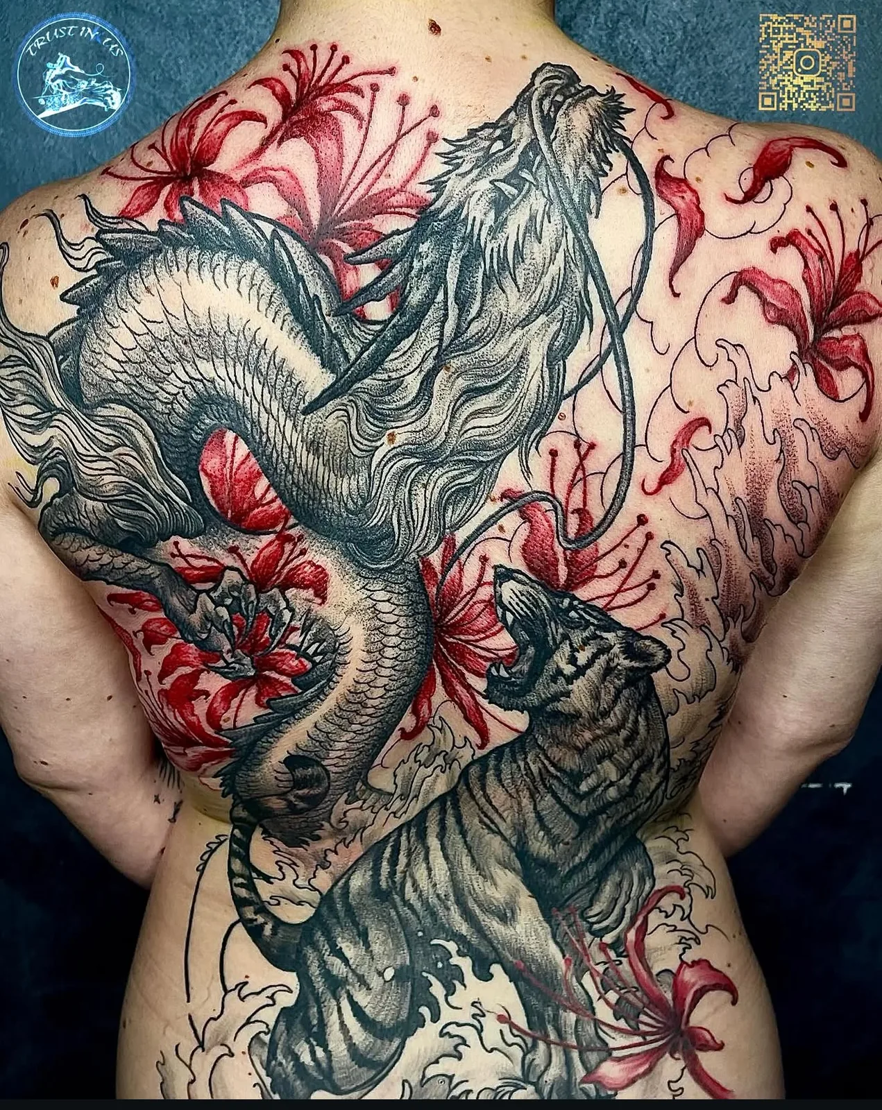 Tattoo Nürnberg – Drache und Tiger Rücken-Tattoo